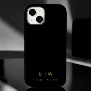 Klassieke Zwarte Gouden Minimalistische Monogram N iPhone 14 Hoesje