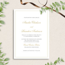 Klassieke Zwarte & Gouden Rand Formele Script Wedd