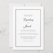 Klassieke zwarte grens en witte elegante bruiloft kaart (Voorkant)