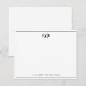 Klassieke zwarte grens Monogrammed Formele Vat Bedankkaart (Voorkant / Achterkant)