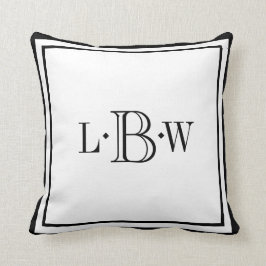 Klassieke zwarte grens Monogrammen Kussen