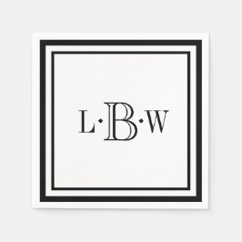 Klassieke zwarte grens Monogrammen Servetten