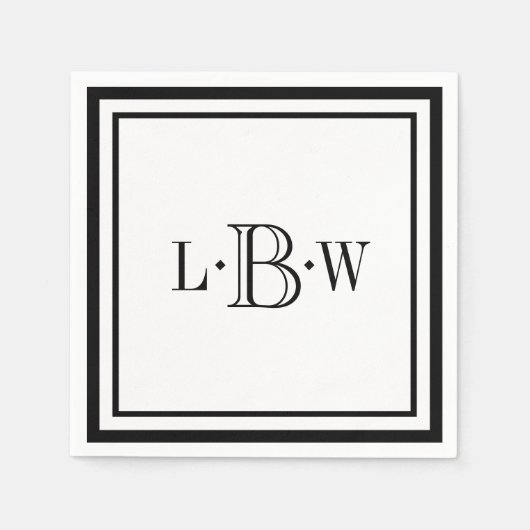 Klassieke zwarte grens Monogrammen Servetten (Voorkant)
