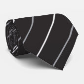 Klassieke zwarte grijze witte streep patroon stropdas (Opgerold)