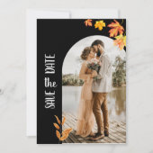 Klassieke Zwarte Herfstbladeren 2 Foto Datum opsl Kaart (Voorkant)