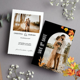 Klassieke Zwarte Herfstbladeren 2 Foto  Sla de dat Kaart