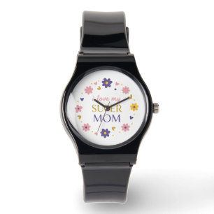 Klassieke Zwarte I Love My Super Moeder Dagelijkse Horloge