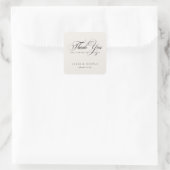 Klassieke Zwarte Ivoor Script Calligrafie Bruiloft Vierkante Sticker (Tas)