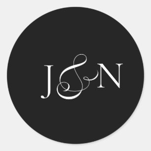 Klassieke Zwarte Ivoren Kalligrafie Bruiloft Ronde Sticker