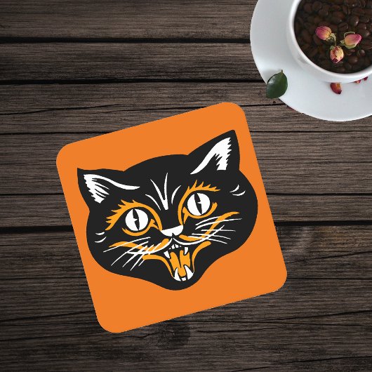  Klassieke zwarte kat-vlakken Kartonnen Onderzetters