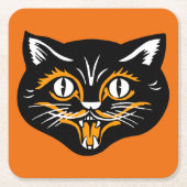 Klassieke zwarte kat-vlakken Kartonnen Onderzetters (Voorkant)