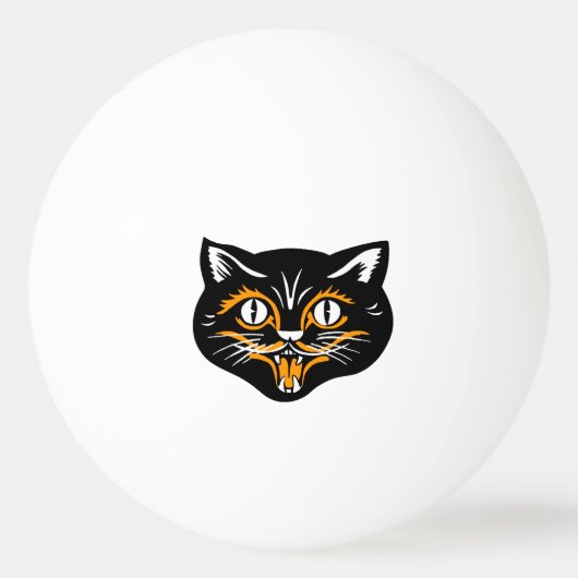  Klassieke zwarte kat-vlakken Pingpongbal (Voorkant)