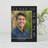 Klassieke Zwarte Klasse van 2025 Afstuderen Aangep Kaart (Staand voorkant)