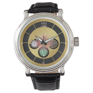 Klassieke zwarte leder horloge