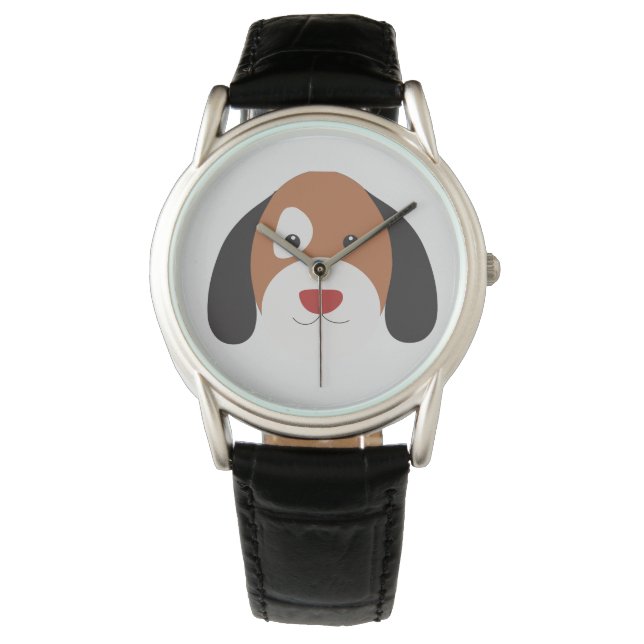 Klassieke zwarte leder horloge (Voorkant)