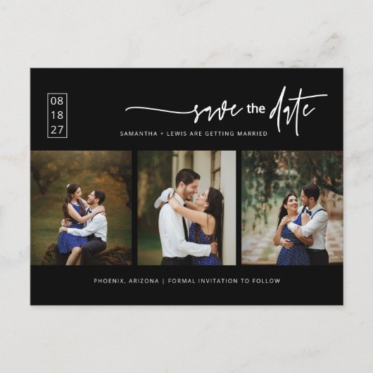 Klassieke zwarte minimale QR-fotocode Opslaan datu Briefkaart (Voorkant)