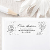 Klassieke zwarte moderne Floral Return Address Lab Etiket (Insitu)
