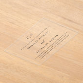 Klassieke Zwarte Monogram Kalligrafie Trouwen Acryl Uitnodigingen (Laagn)