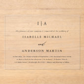 Klassieke Zwarte Monogram Kalligrafie Trouwen Acryl Uitnodigingen (Voorkant)