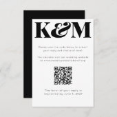 Klassieke Zwarte Monogram Trouwen QR Code Online RSVP Kaartje (Voorkant / Achterkant)