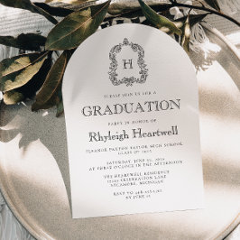 Klassieke zwarte monogrammen Crest boogvormige afs Kaart