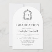 Klassieke zwarte monogrammen Crest boogvormige afs Kaart (Voorkant)