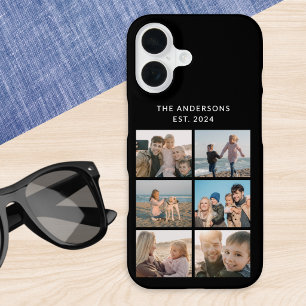 Klassieke zwarte multi-fotocollage gepersonaliseer iPhone 16 hoesje