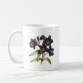 Klassieke zwarte orchideeën koffie mok