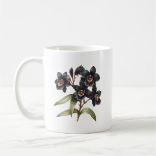 Klassieke zwarte orchideeën koffie mok