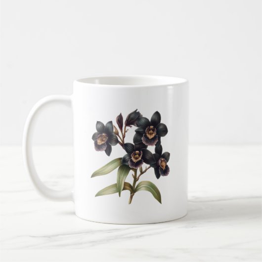Klassieke zwarte orchideeën koffie mok (Links)