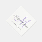 Klassieke zwarte Paarse Monogram Papieren servette Servet (Hoek)