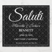 Klassieke zwarte-patroonlabel sparkling wijnetiket (Enkel label)