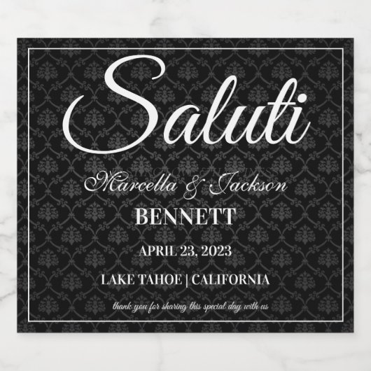 Klassieke zwarte-patroonlabel sparkling wijnetiket (Enkel label)