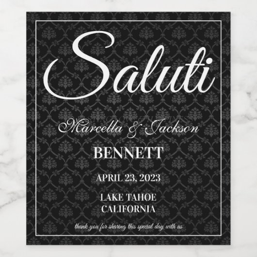 Klassieke zwarte-patroonlabel wijn etiket (Enkel label)