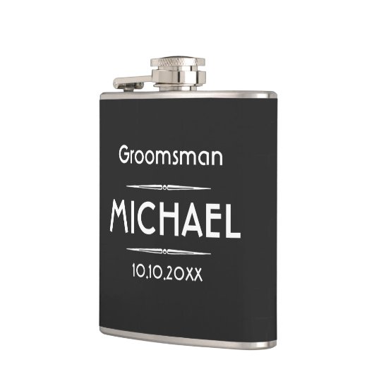 Klassieke zwarte persoonlijke Groomsman Heupfles (Links)