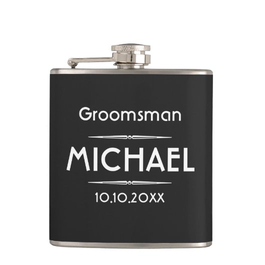 Klassieke zwarte persoonlijke Groomsman Heupfles (Voorkant)