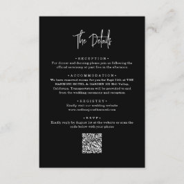 Klassieke Zwarte QR Code Handgeschreven Huwelijk Informatiekaartje