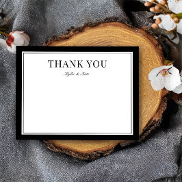 Klassieke zwarte rand bruiloft Hartelijk dank Bedankkaart