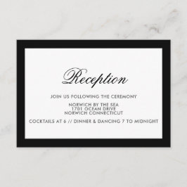 Klassieke zwarte rand formele trouwreceptiekaart kaart
