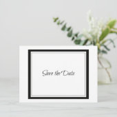 Klassieke zwarte rand save the date (Staand voorkant)
