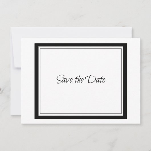 Klassieke zwarte rand save the date (Voorkant)