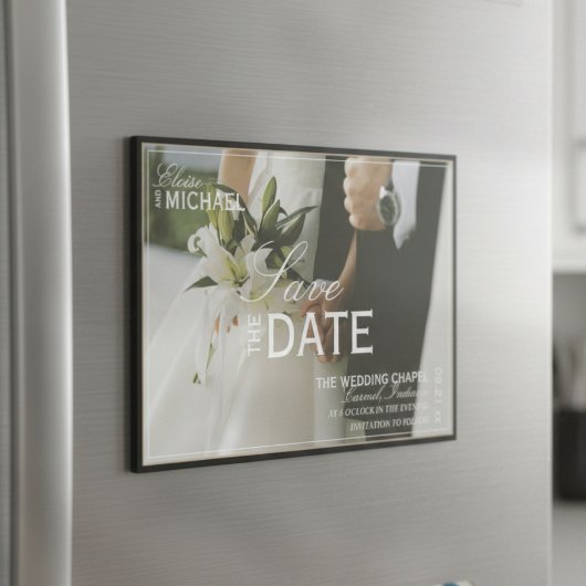 Klassieke Zwarte Redactionele Foto Save the Date
