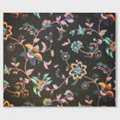 Klassieke  zwarte roze groene bloem cadeaupapier (Vlak)