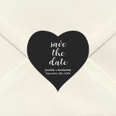 Klassieke Zwarte "Save the date" Huwelijksaankondi Hart Sticker