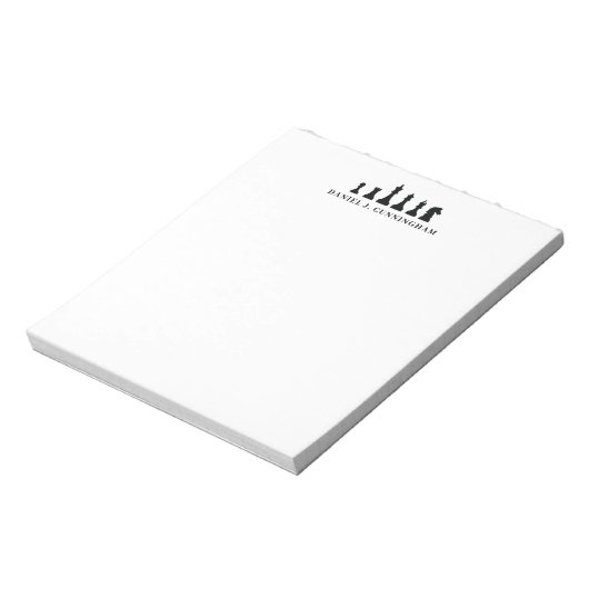 Klassieke zwarte schaakspel stukken Monogram Notitieblok (Linkerzijde)