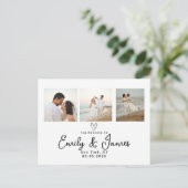 Klassieke Zwarte Script Fotostrip Trouwen Briefkaart (Staand voorkant)
