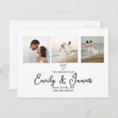 Klassieke Zwarte Script Fotostrip Trouwen Briefkaart (Voorkant / Achterkant)