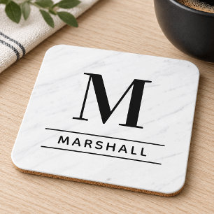 Klassieke Zwarte Serif Monogram Familienaam Bier Onderzetter