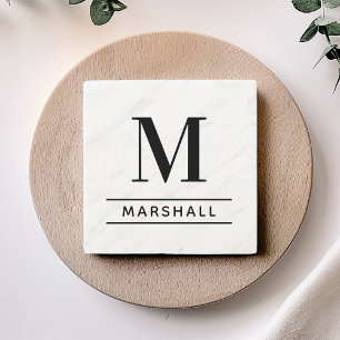 Klassieke Zwarte Serif Monogram Familienaam Stenen Onderzetter