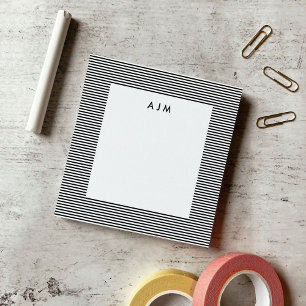 Klassieke zwarte strepen monogram post-it® notes
